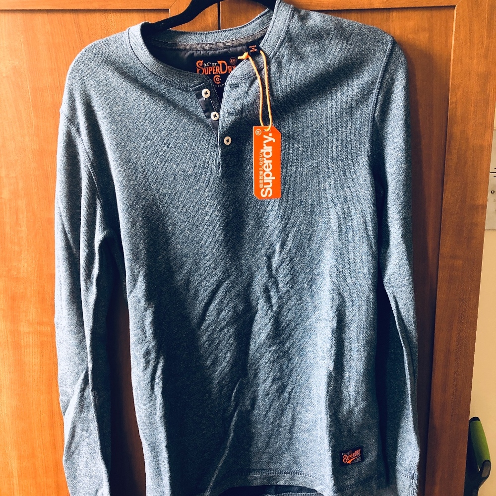 BNWT Superdry Blue Grit Grandad Top